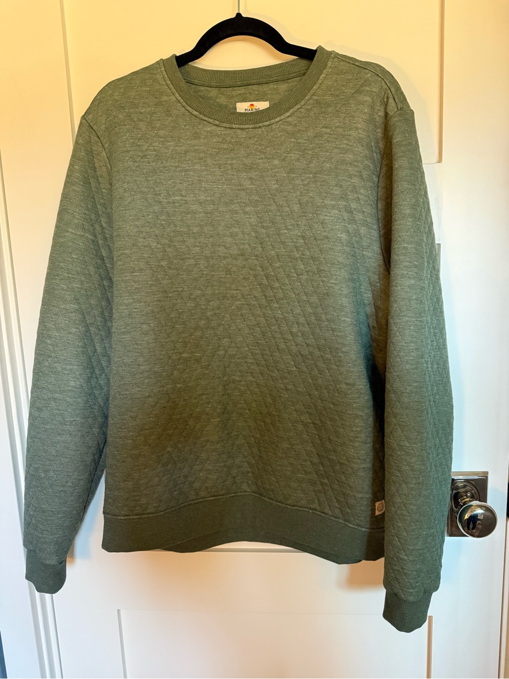 Men's Marine Layer Quilted Crewneck Sweatshirt - Olive Green